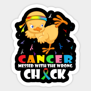 Cancer Messed With Wrong Chick Funny Cancer Warrior Sticker